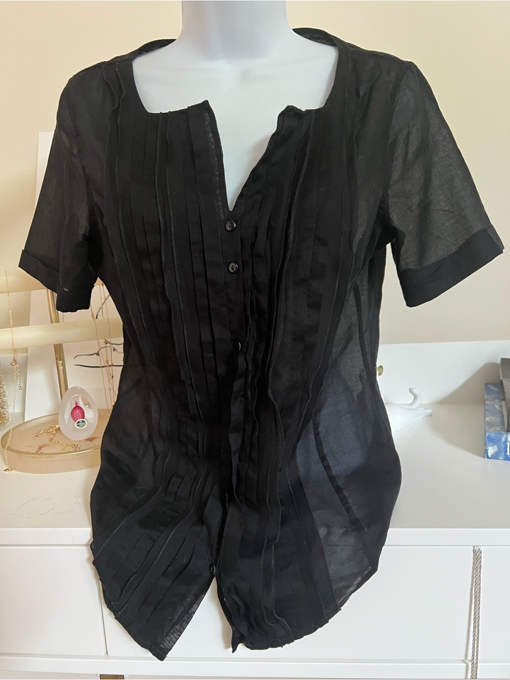 Naracamicie Black Pleated Blouse
